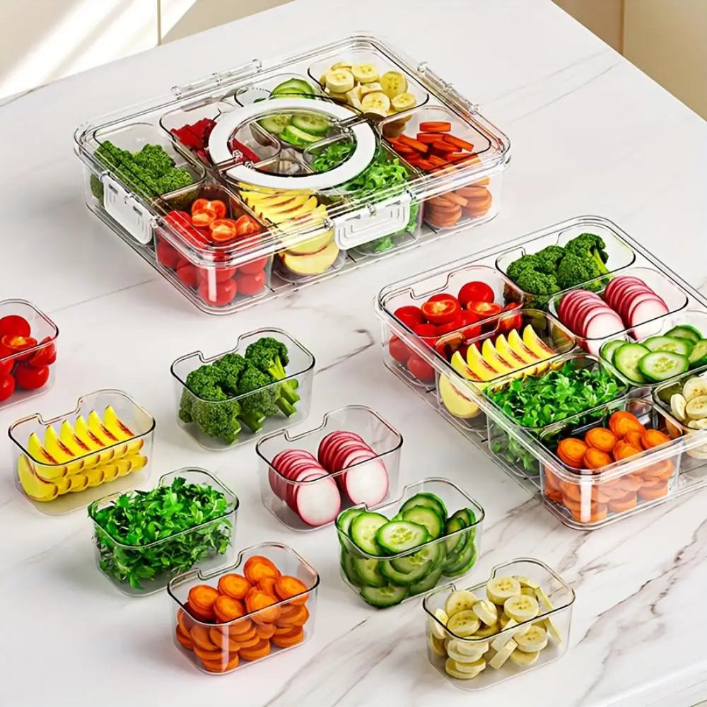 Divided storage box, food storage container with lid, transparent, 4/8 compartment snack box, vegetable and fruit storage box fo Oasis Select