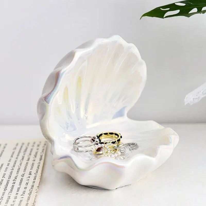 Light Luxury Home Key Storage Shell Ceramic Soap Box Draining High-end Bathroom Creative Washbasin and Storage Rack jewelry rack Oasis Select White