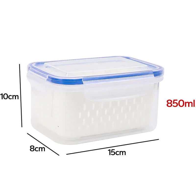 Food Storage Boxes Double-layer Refrigerator Food Fresh Sealed Box Vegetable Fruit Box Drain Basket Container Kitchen Organizer Oasis Select A-Style 2-tier
