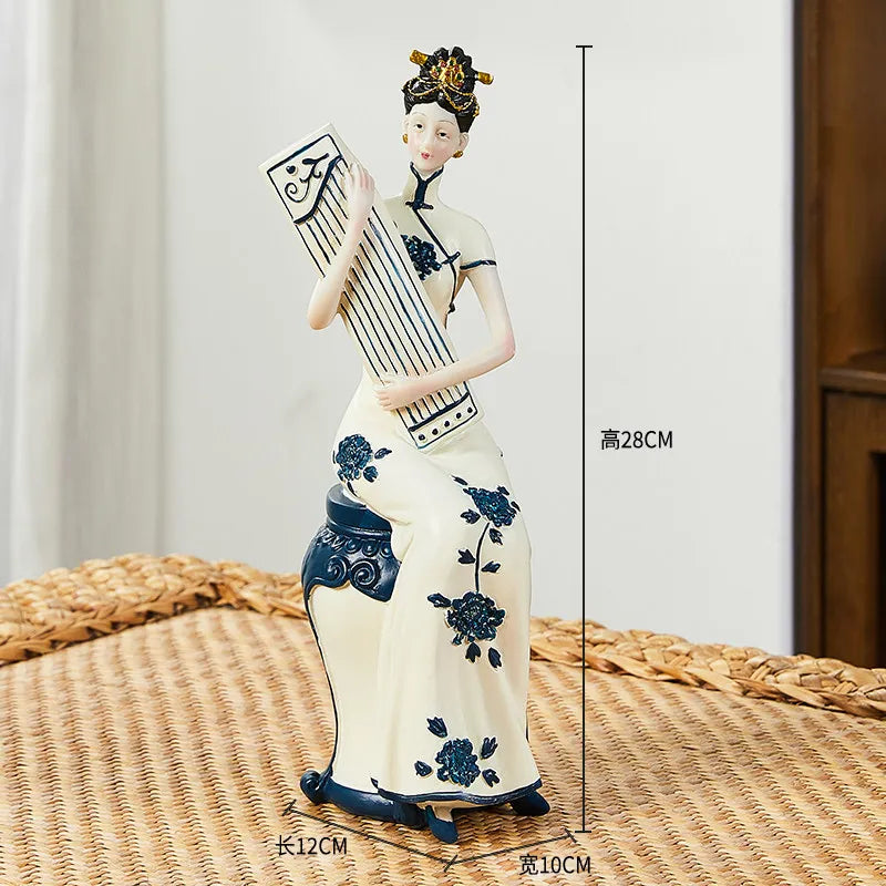 Light Luxury High-end Ladies Ornaments Ancient Figures New Chinese Style Art Decorations Retro Living Room Foyer Decorations Oasis Select G