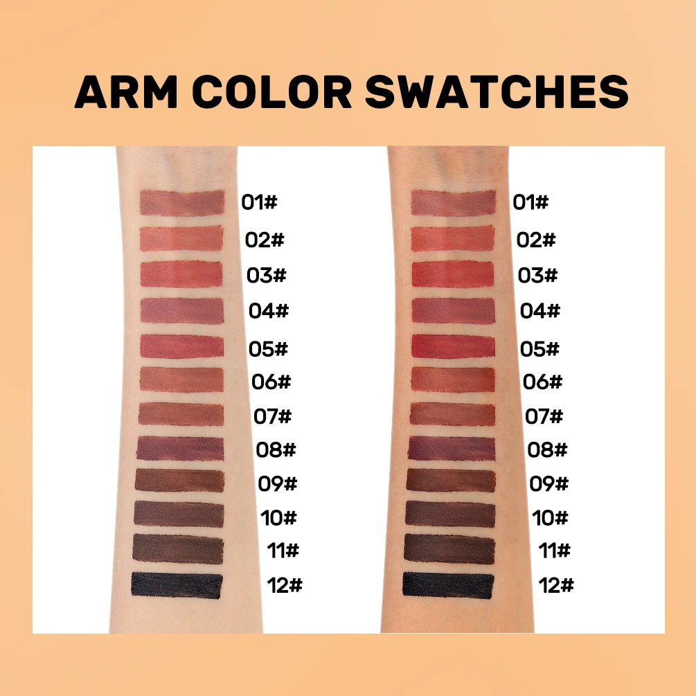 QiBest 2-in-1 Double-Ended Lip Liner & Brush Pen | Matte 12 Shades