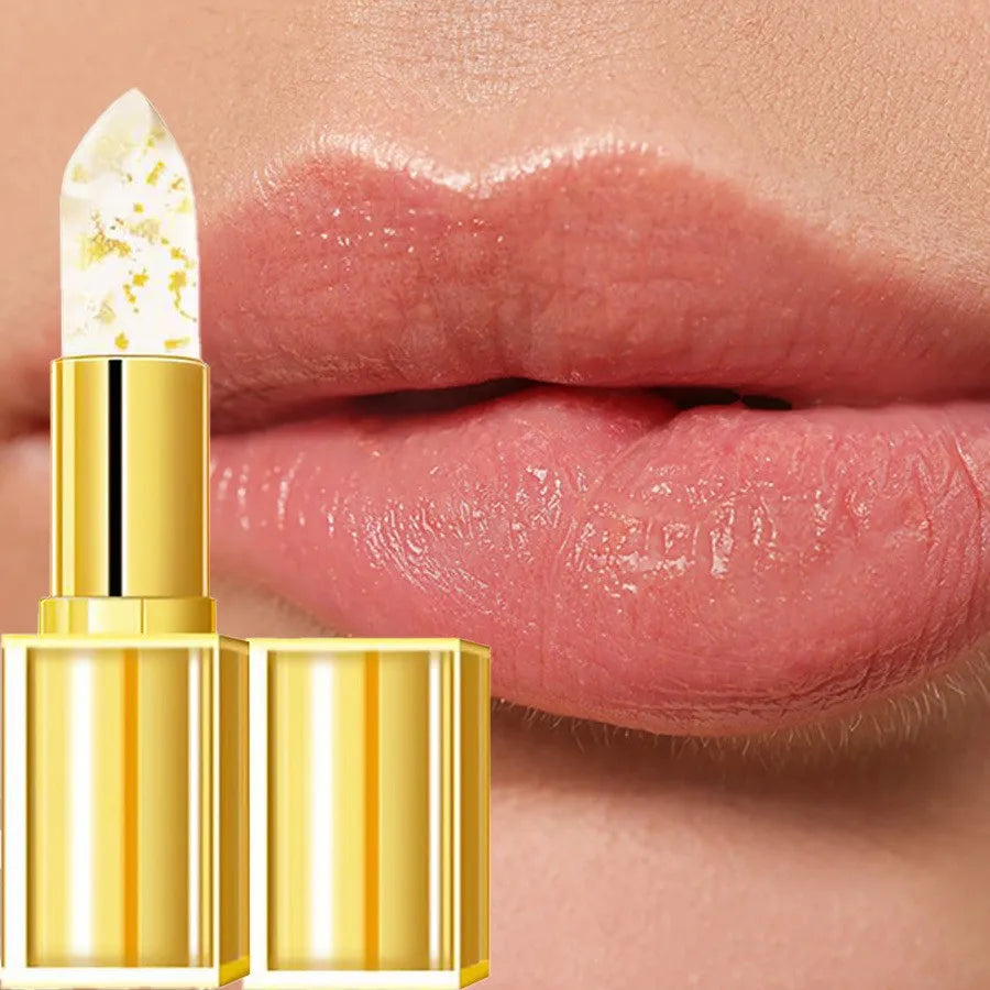 Gold Crystal PH Color Changing Lip Balm, Moisturizing High Shine Glossy Lipstick, Waterproof Non Sticky Cup Daily Lip Care Oasis Select