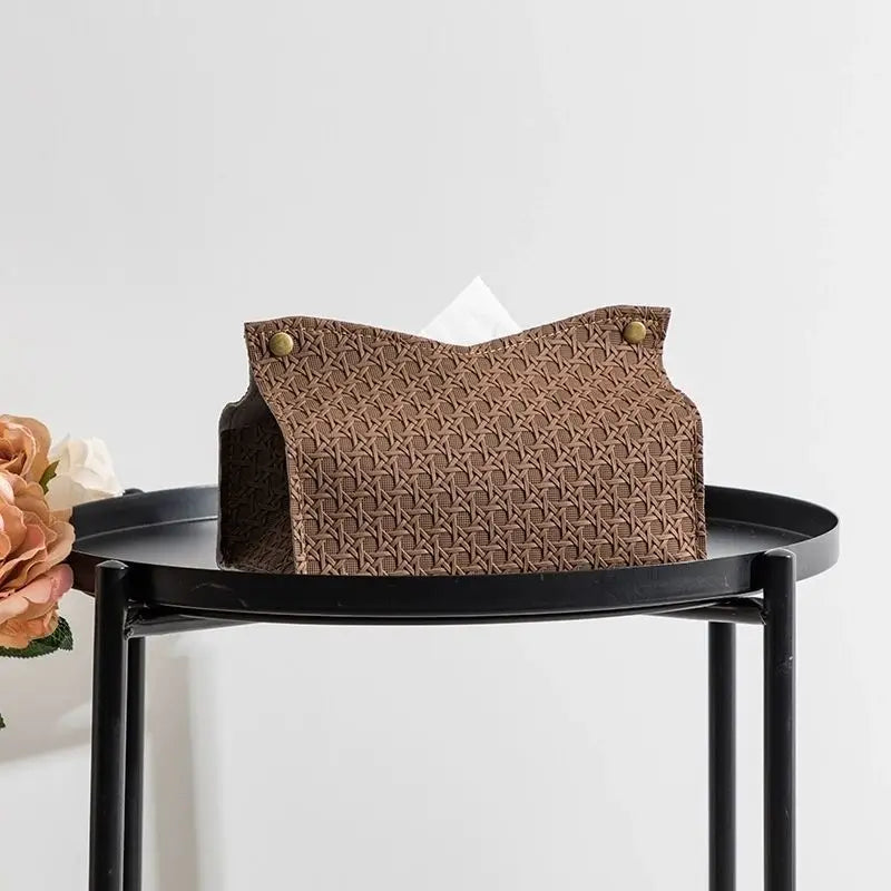 Light Luxury Tissue Box Artistic Pumping Paper Box Toilet Home Living Room Leather Storage Tissue Box Oasis Select