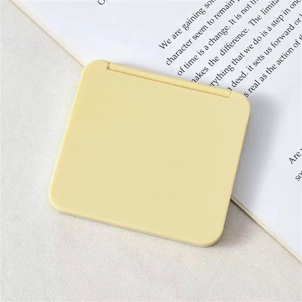 2-Face Makeup Mirror Square Portable Cute Girl'S Gift Hand Mini Mirror Pocket Double-Sided Makeup Mirror Compact Multiple Colors Oasis Select Yellow