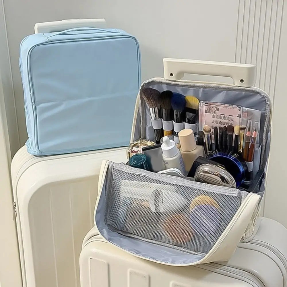 Vertical PU Makeup Bag – Large Capacity Travel Toiletry Organizer