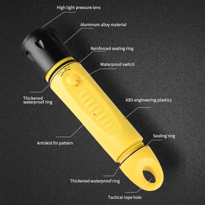 2300 Lumen Waterproof Scuba Diving Flashlight | 30W LED Torch