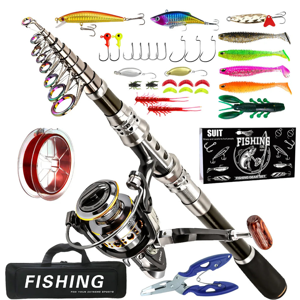 Carbon lure rod wheel set, sea fishing rod, telescopic fishing rod, rotating reel, travel, fresh water fishing set Oasis Select