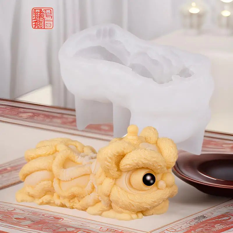 3D Milk Jelly Silicone Cake Mold Lion Dance Pig Pudding Mould for Home Baking Dessert Decoration Accessories Oasis Select