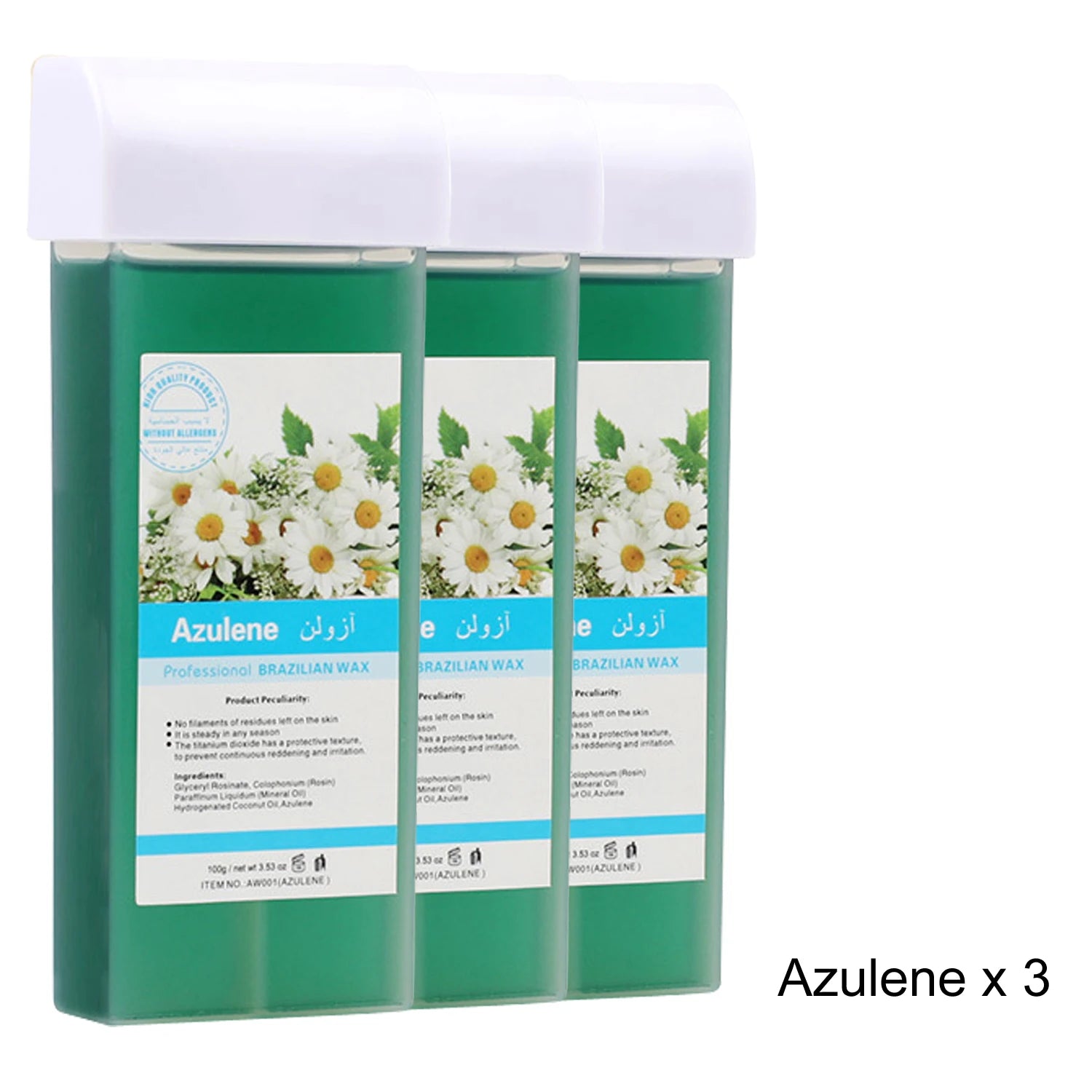 Rose Roll on Depilatory Wax Cream Hair Removal Roller Wax Heater Waxing Hot Cartridge Warmer Equipment Tool Waxing Kit Unisex Oasis Select 072-AzuleneX3