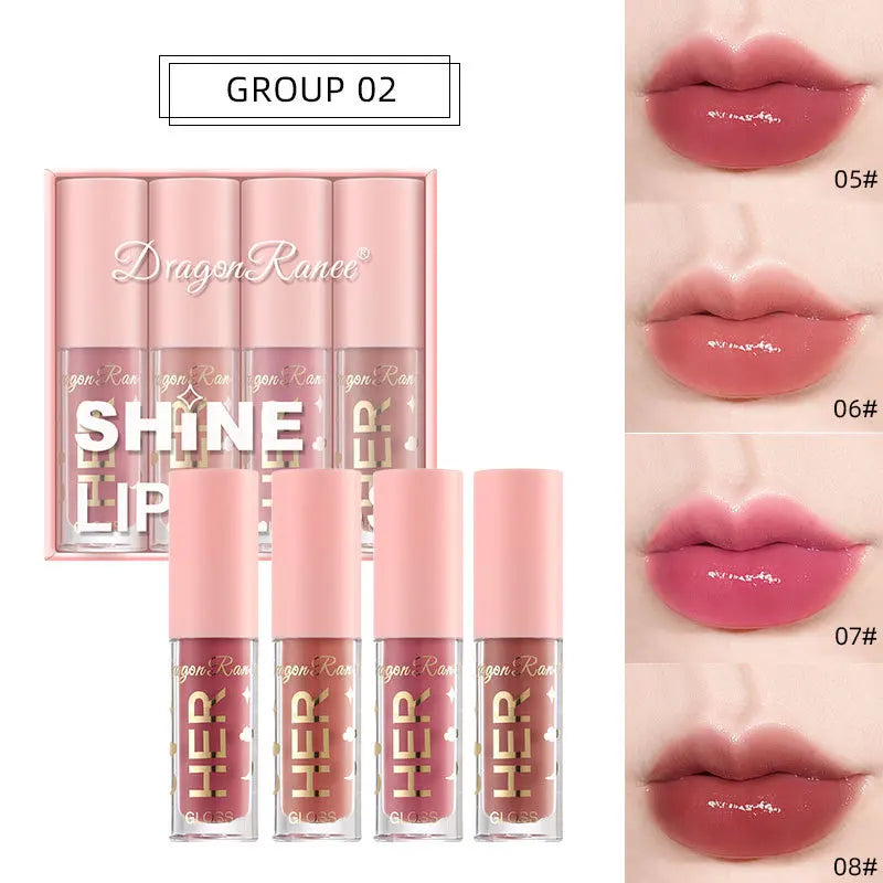 Dragon Ranee 4-Piece Hydrating Lip Gloss Set – Waterproof Glaze