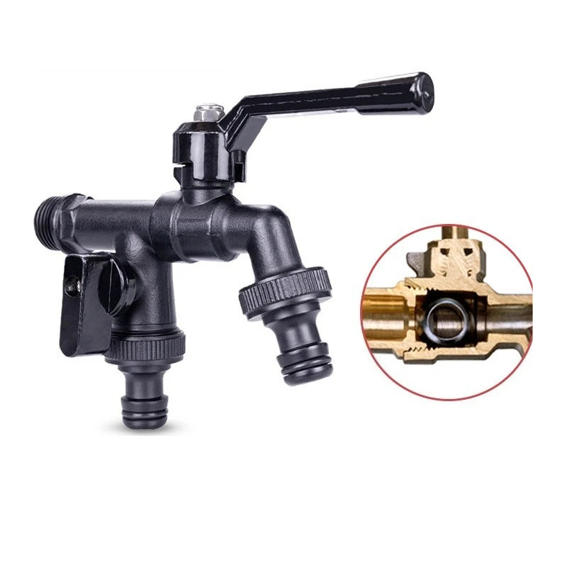 Black Faucet Outdoor Garden Anti-Freeze Bibcocks With Dual Outlet For Washing Machine 1/2 Inch Outdoor Hose Faucet Garden Oasis Select