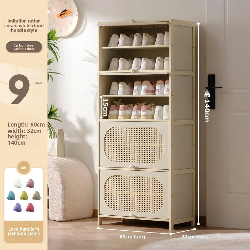 Multi-layer locker at the entrance of the home, large-capacity storage cabinet, dust-proof shoe rack, small narrow bamboo. Oasis Select 9-60