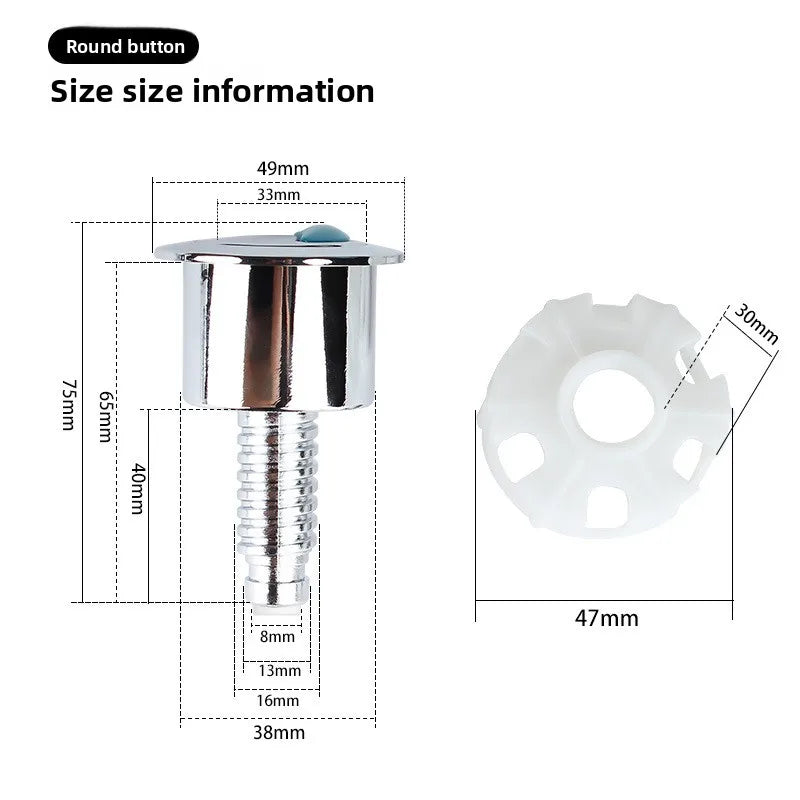 Toilet Push Button Dual Flush Water Saving Chrome Line Control Side Press Double Row Drain Valve Toilet Button Switch Parts Oasis Select