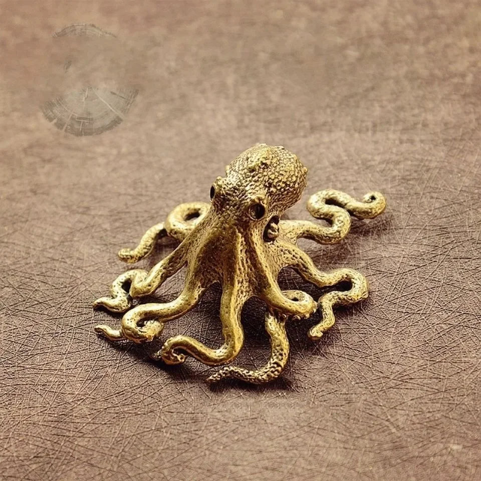 New Antique Octopus Home Decoration Brass Copper Animal Figurines Miniatures Desk Ornament Accessories Creative Table Craft Oasis Select Big Octopus