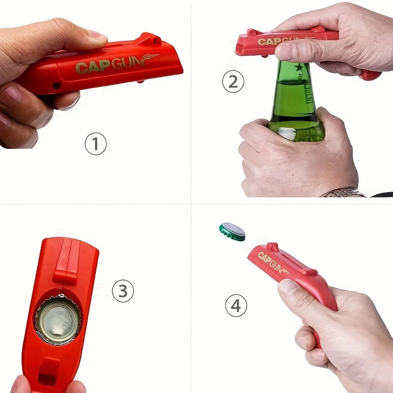 1pc Funny Cap Gun Bottle Opener, Perfect for Home Bars, Parties & Wedding Gifts, Cap Gun For Men, Beer Bottle Opener Oasis Select
