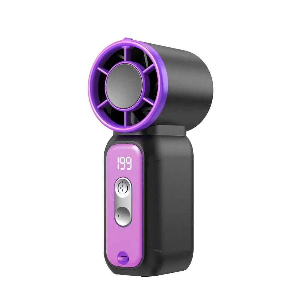 USB Rechargeable Mini Handheld Fan Ultra-Quiet Digital Display Small Electric Fan Powerful Wind Personal Cooling Fan Concert Oasis Select Black Style A