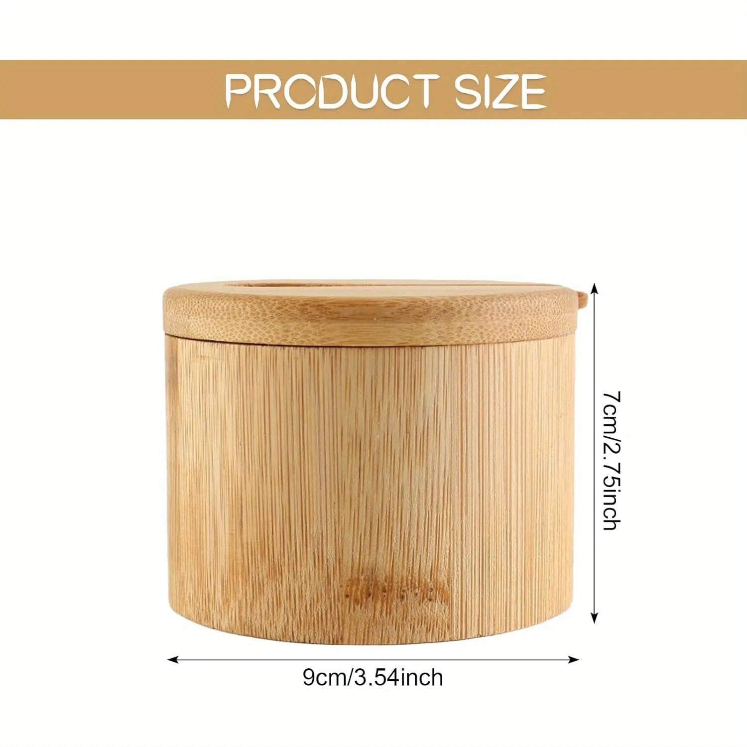 1pc Bamboo seasoning container with magnetic twist-top lid and spoon, ideal for storing pepper, table salt and other condiments. Oasis Select