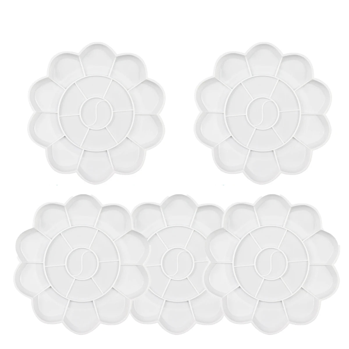 1-5PCS Flower Painting Palette Wells Plastic Reusable Artists Acrylic Watercolor Oil Portable Easy Clean Mixing Tray Oasis Select L 5pcs