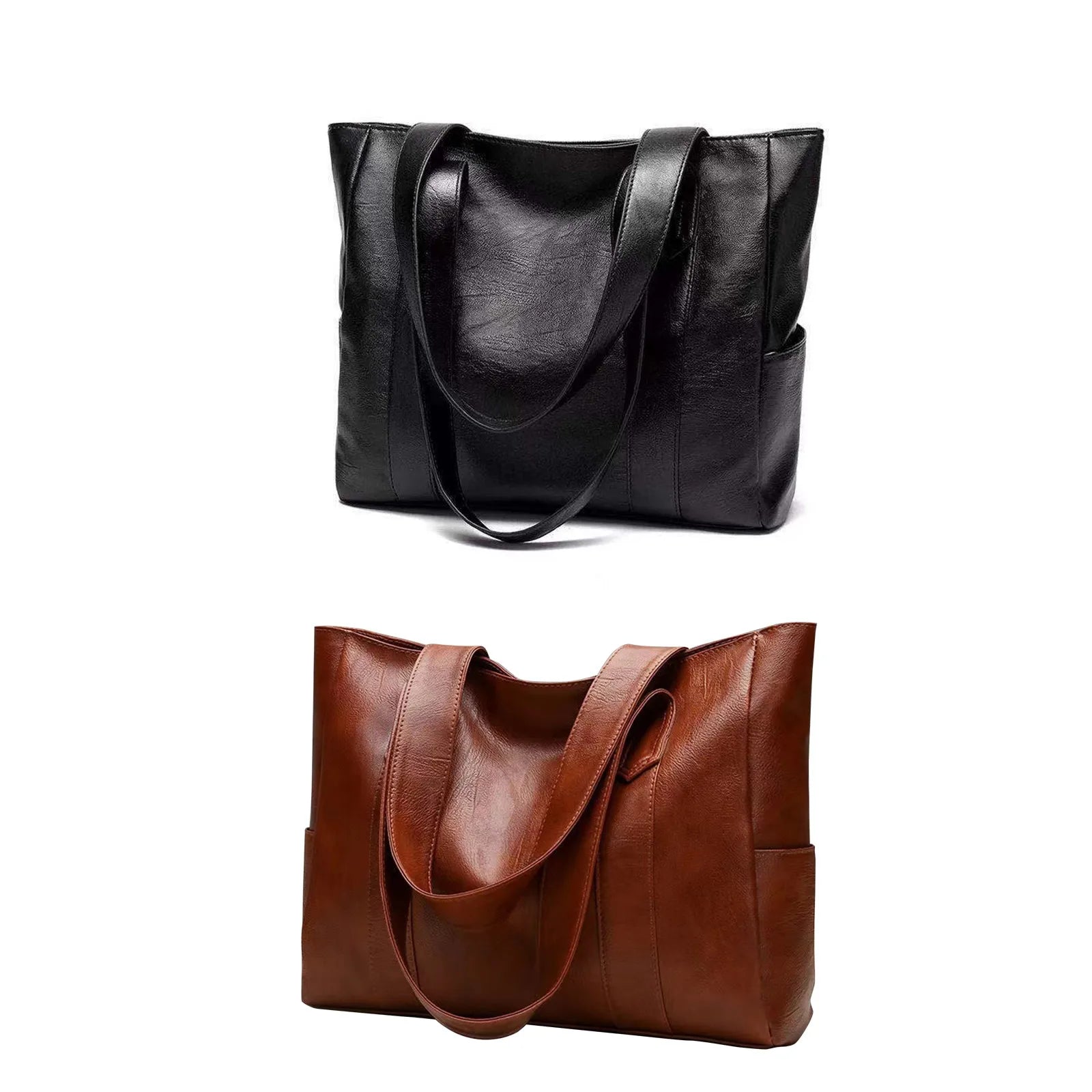 Women's Large Capacity PU Leather Tote Shoulder Handbag Leather Tote Handbag Oasis Select