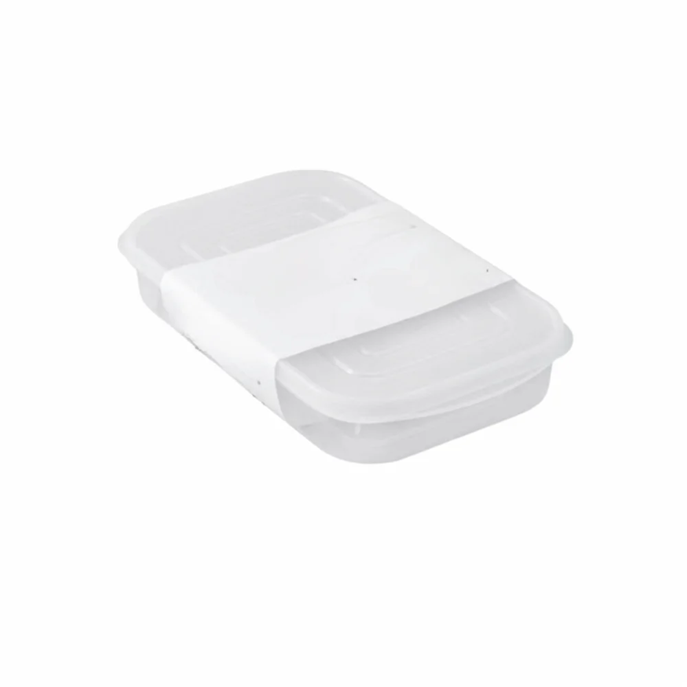 4Pcs Airtight Freezer Fresh-Keeping Box Microwave Safe 350/800ml Refrigerator Organizer Box Stackable White Oasis Select 800ml No paper card