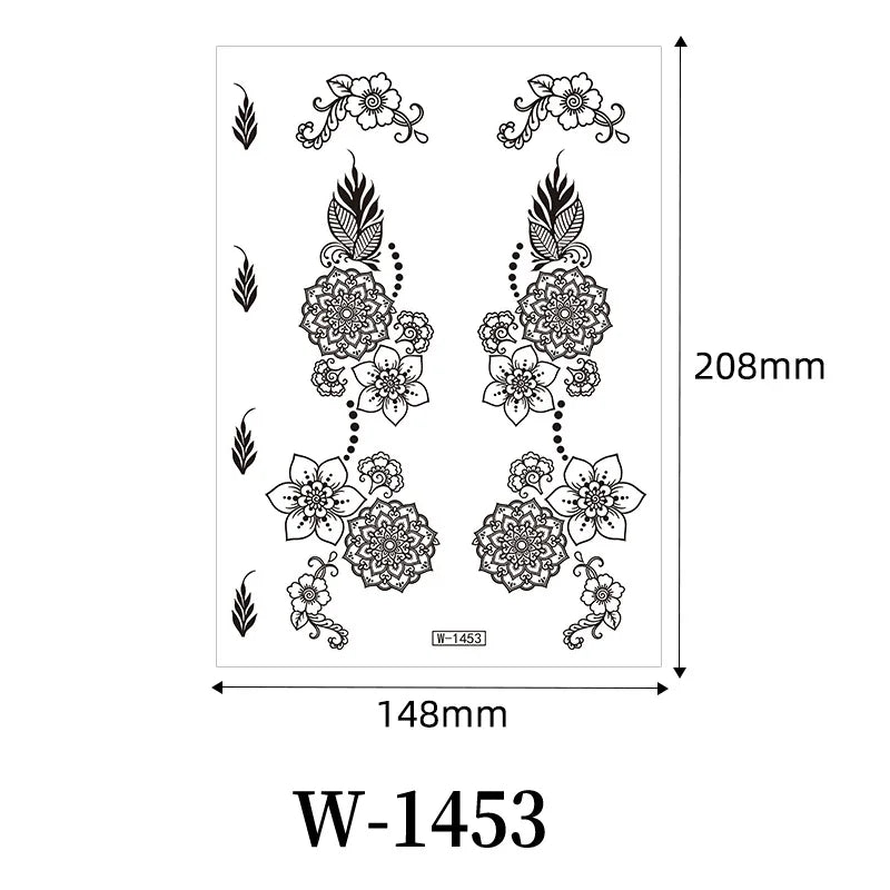 Black Henna Temporary Tattoo – Mandala Mehndi Body Stickers