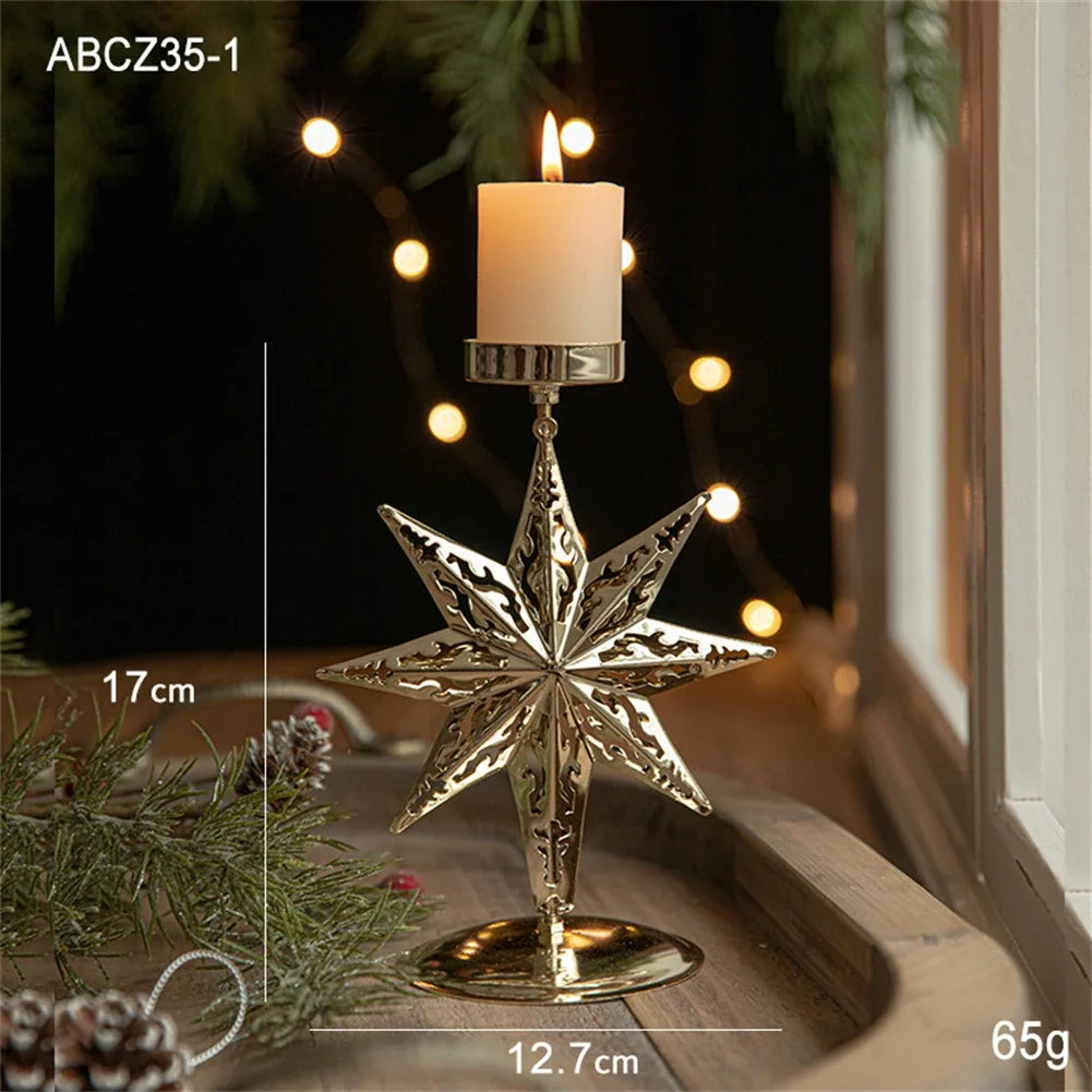 Festive Candle Holder Vintage Candle Holders Christmas Decor Metal Material Versatile Use Vintage Design 17cm Size Oasis Select Stars China Mainland