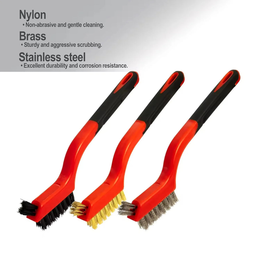 Mini Brush Set Of Three Kitchen Brushes For Gas Hoods Grease And Stain Removal Cooktop Cleaning Tools Steel Wire Small Oasis Select