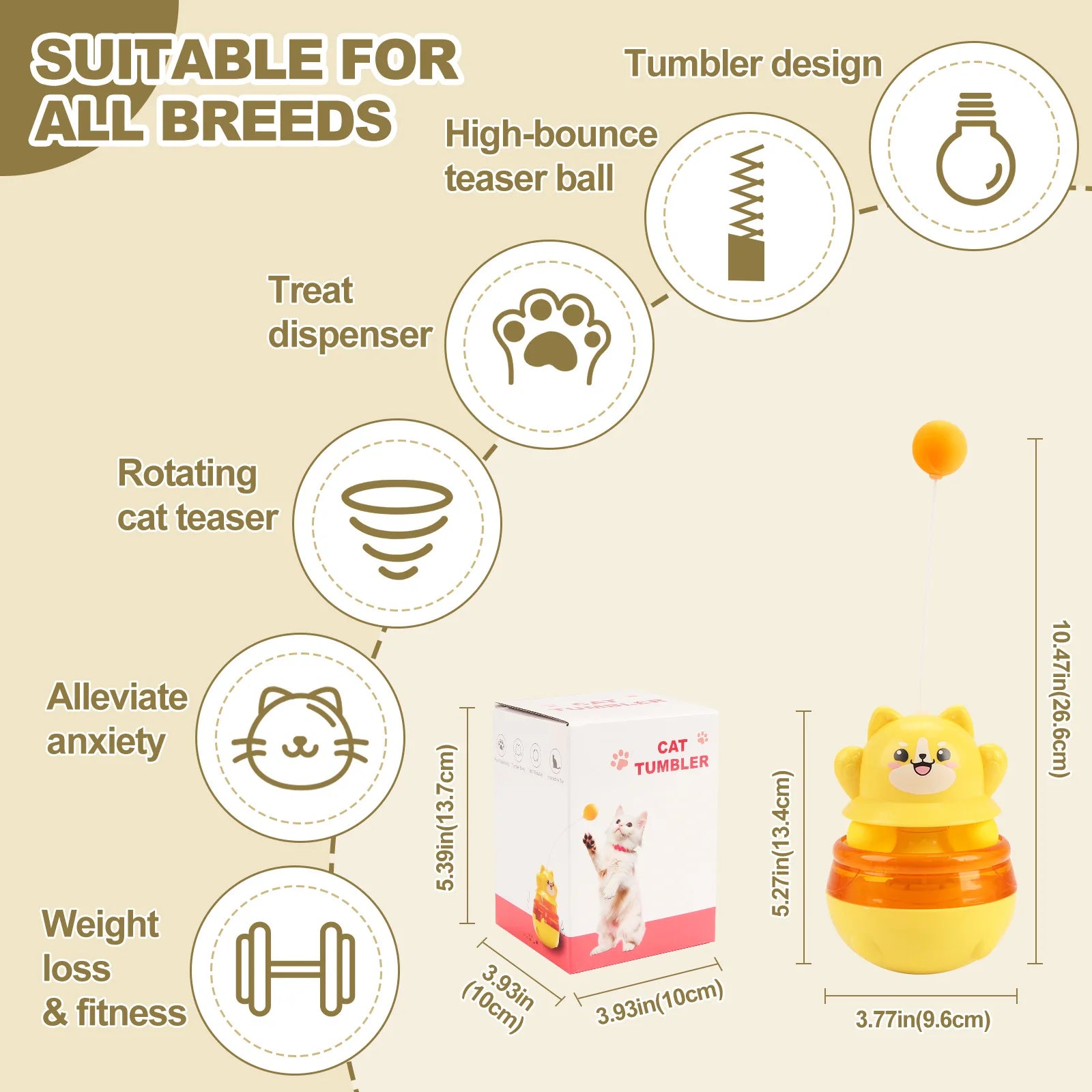 Pet Untoppleable Doll, Cat Fun and Fun, Intelligence Cat Teasing Stick, Leaky Food Ball, Cat Untoppleable Doll Leaky Food Toy Oasis Select