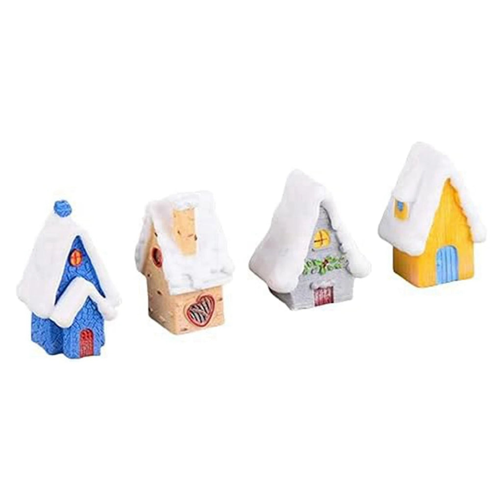 2026-WISH 8X Christmas Miniatures Figurines, Mini Christmas Snow House Decor Ornaments, Christmas House Oasis Select As Shown
