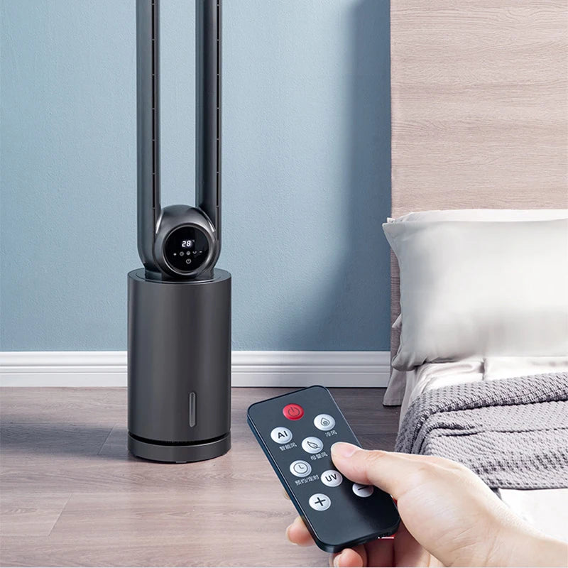 Water-Cooled Bladeless Tower Fan with Remote Control & Timer