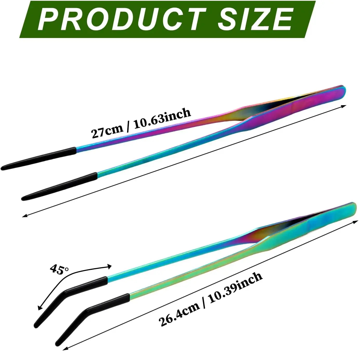 2pcs Stainless Steel Reptile Feeding Tongs with Rubber Tip，10.6" Straight & Crafts - Feeder Tools for Bearded Dragons & Lizards Oasis Select