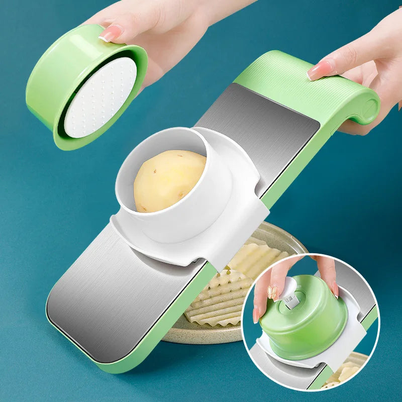 Multifunctional Kitchen Vegetable Cutter Dicing Shredding Artifact Household Hand Guard Stainless Steel Potato Slicer Grater Oasis Select