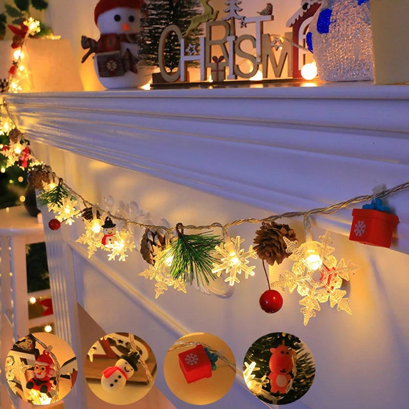 WISH 20 Leds Snowflake String Fairy Lights Battery Powered Christmas Tree Holiday Garland New Year Bedroom Decoration Oasis Select
