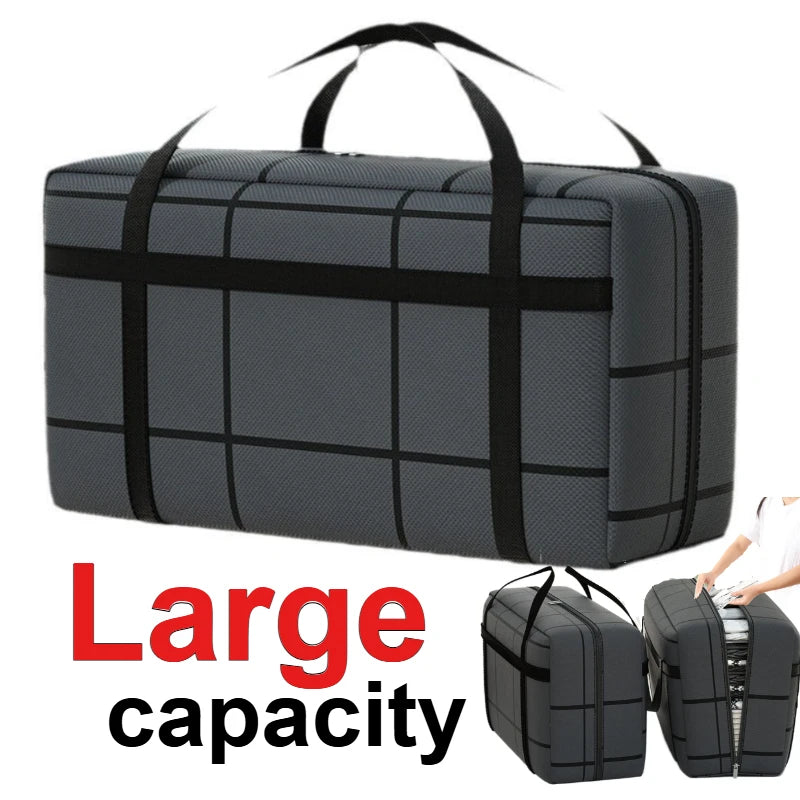 Portable Large Capacity Folding Clothing Storage Bag Hand-Held Duffel Bag Double Zipper Padded Bag Wardrobe Organizer Moving Bag Oasis Select