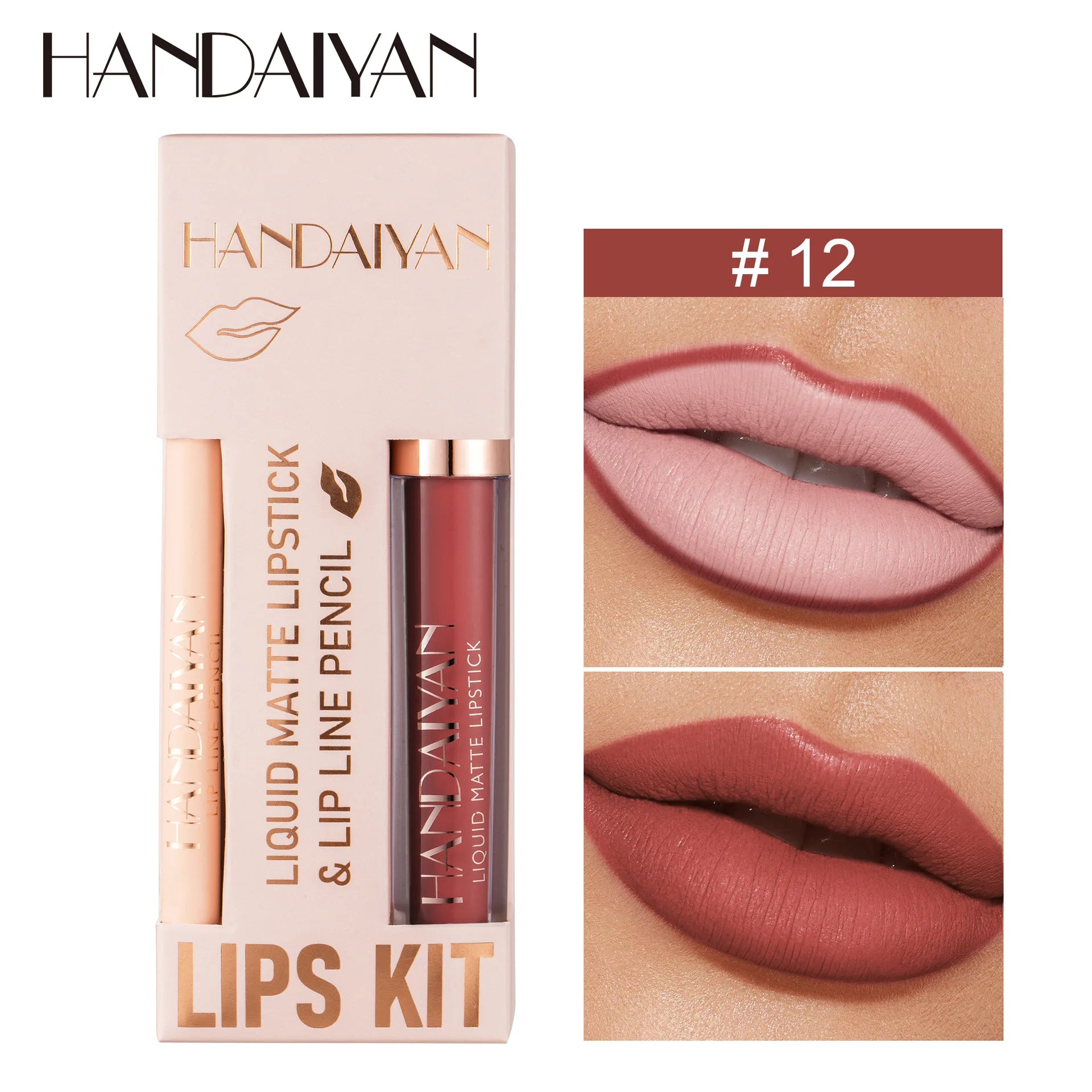 Women 2 in 1 Lipstick and Liner Set Waterproof Matte Makeup Korean Beauty Long Lasting Cosmetic Lip Kit Oasis Select 12