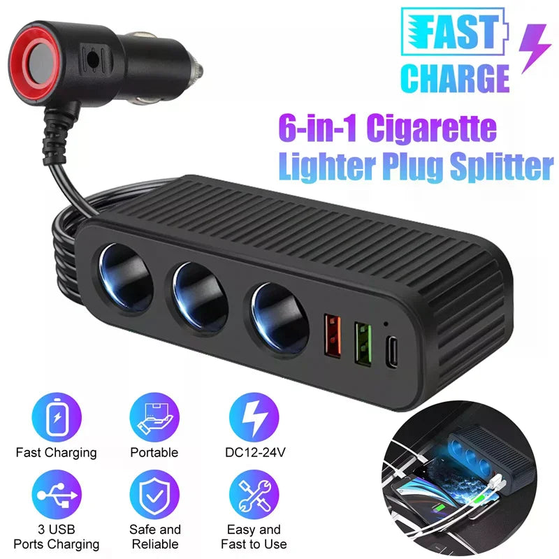 Car Charger For Phones 120W Plug And Play Charger Splitter Overcharge Protection Charger Adapter PD QC3.0 Car Charger Oasis Select Default Title