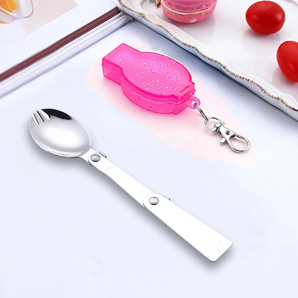 Outdoor Folding Travel Camping Utensil Stainless Pocket Spoon Fork Light Small Foldable Spoon Fork Camping Picnic Tool Tableware Oasis Select E
