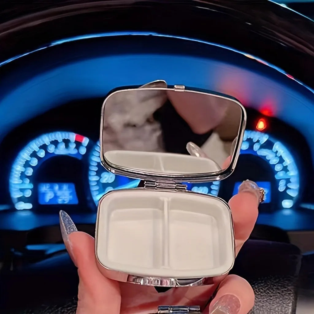 Rhinestone Pill Box with Mirror – 1, 2 or 4 Compartments