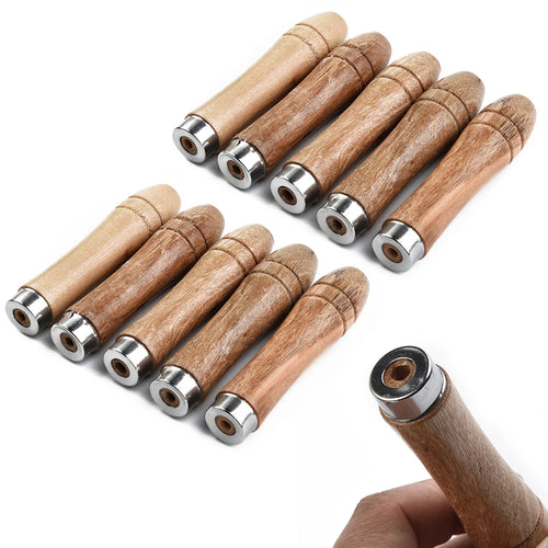 10-Pack Wooden File Handles with Metal Collar – 90mm File Handle Set Oasis Select