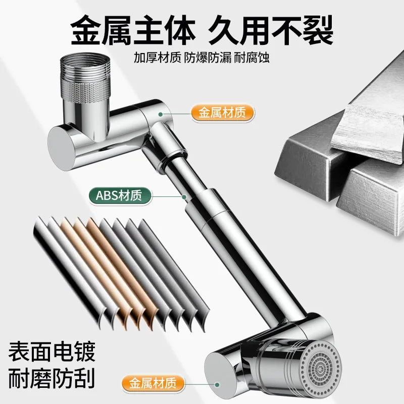 1440° Rotating Scalable Faucet Extender Sprayer Head Kitchen Robot Arm Extension Faucets Mixer Aerator Bubbler Water Tap Nozzle Oasis Select