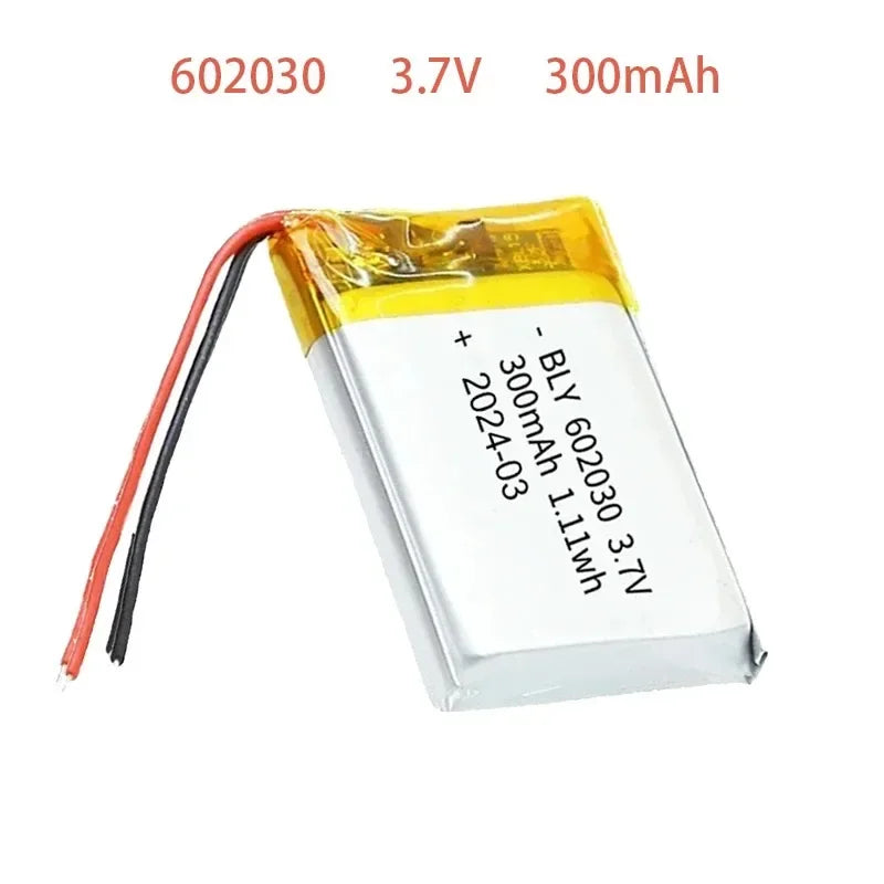602030 3.7V 300mAh Real Capacity Polymer Lithium Ion Rechargeable Battery for Toys, LED Light, Bluetooth Speaker Tools Accessory Oasis Select