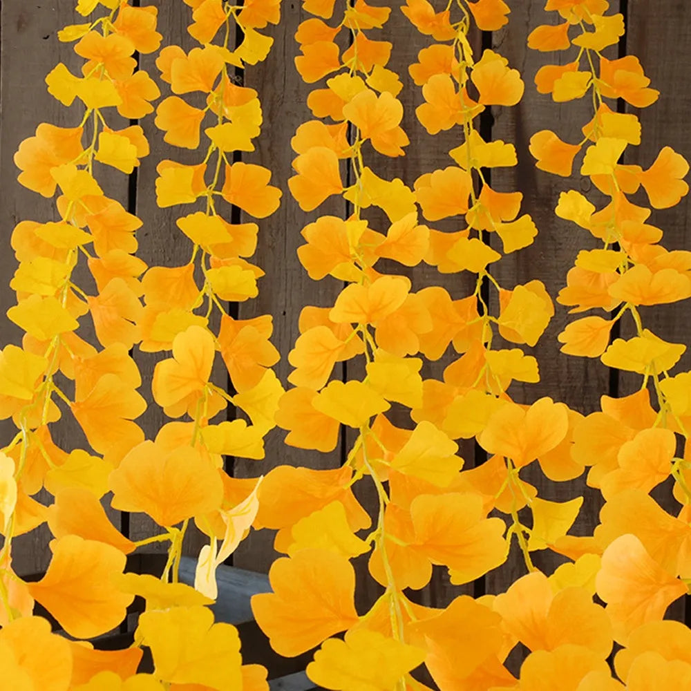 Artificial Ginkgo Leaves Vine – Faux Plant Table Centerpiece