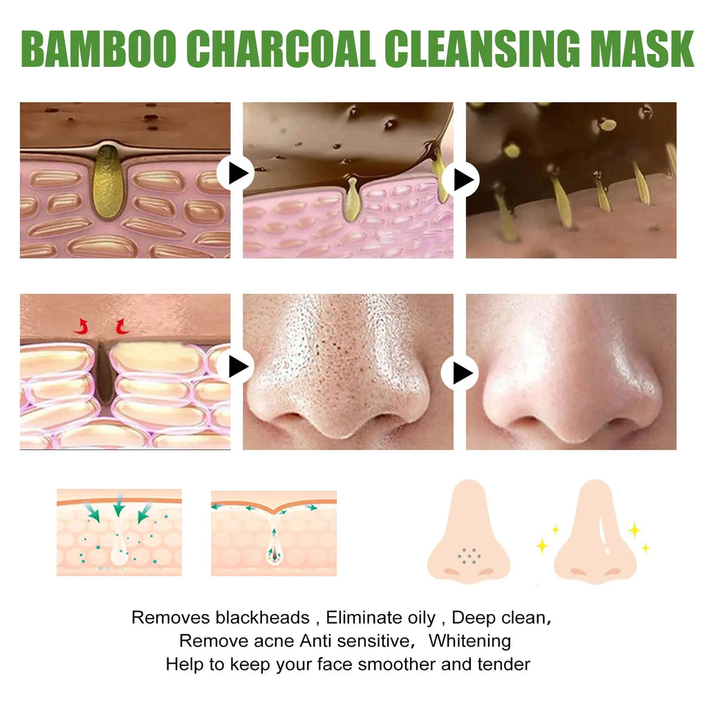 Bamboo Charcoal Cleansing Mask Blackhead Ance Removal Shrink Pores Exfoliating Smooth Face Skin Oil Control Mud Mask Skin Care Oasis Select
