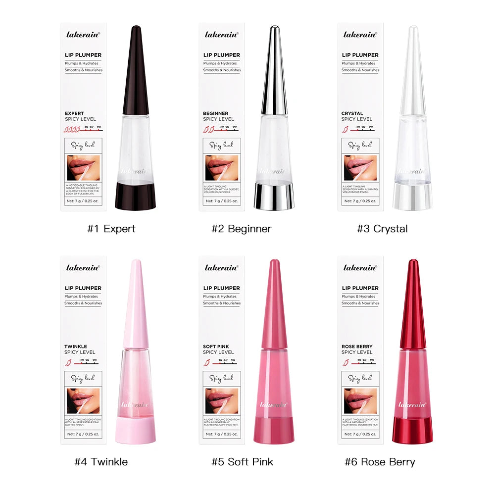Lakerain Lip Plumper Deep Hydration Long-Lasting Nourishment High-Shine Gloss Shining Voluminous Finish Lip Moisturizing Liquid Oasis Select Set 4
