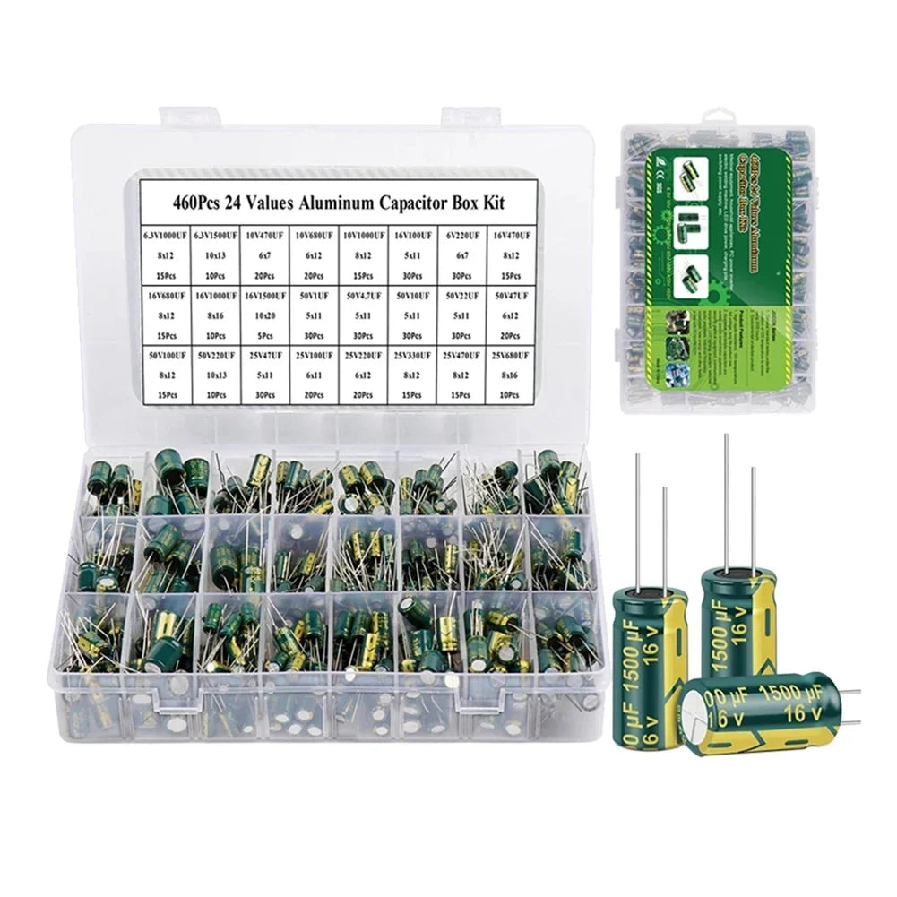 Aluminum Electrolytic Capacitor Kit 225–925Pcs Low ESR 16V–50V Capacitor Assortment Kit Oasis Select