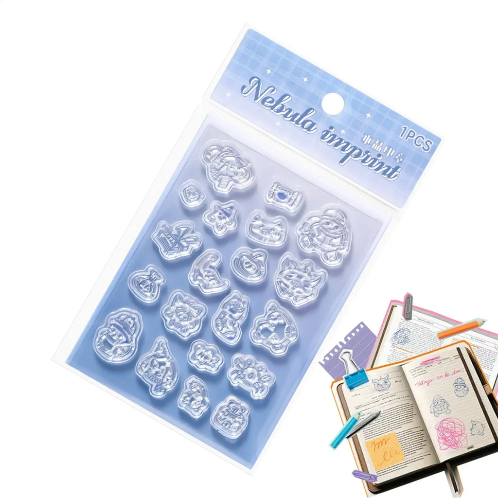 Clear Stamps Journaling Stamps Silicone Cute Clear Decor Acrylic Handle Reading Journal Supplies for Books Making Notebook Oasis Select