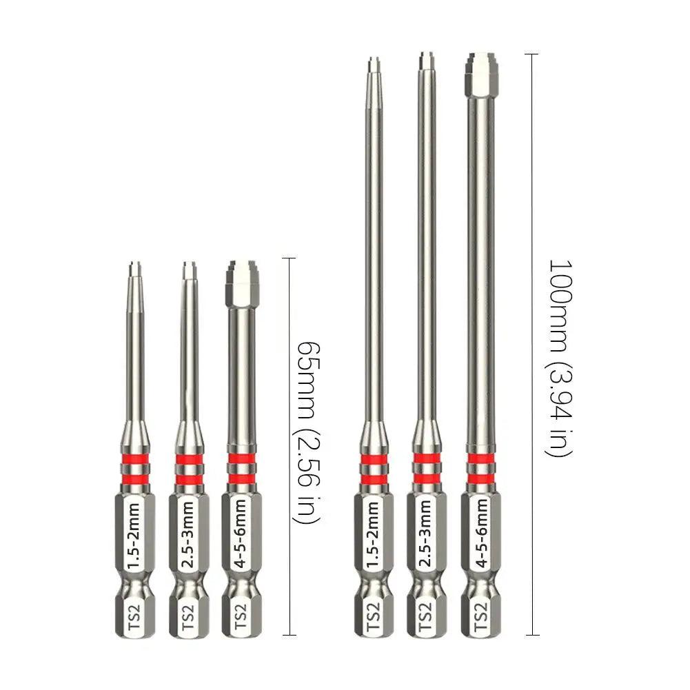 6pc Pagoda Hex Screwdriver Bits – Magnetic S2 Steel Multi-Size Set