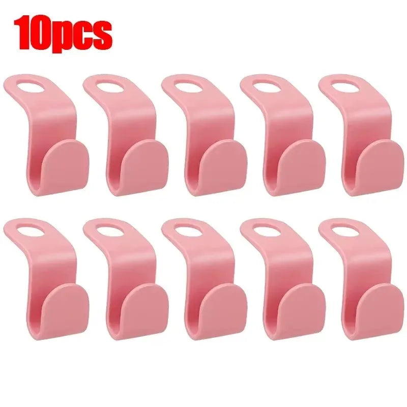 10-50pc Multi Functional Wardrobe Hanger Hook, Hat Hook, Plastic Wardrobe Stacking Hanger, Bedroom Storage Wardrobe Storage Rack Oasis Select 10pcs-Pink