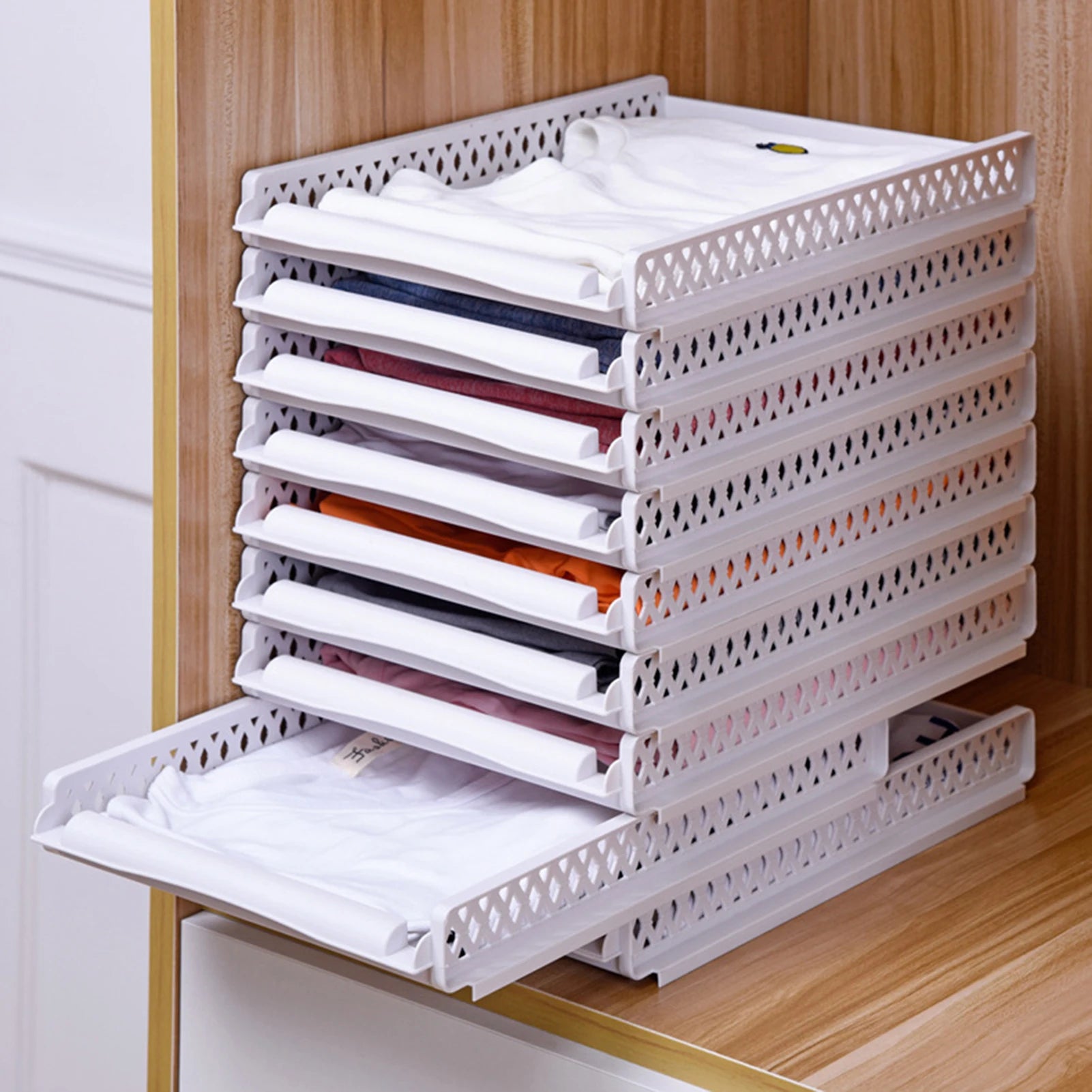 Bedroom Storage Shelves Wardrobe Closet Layered Partitions Home Drawers Organizer Stackable Storage Box Space Separation Tool Oasis Select