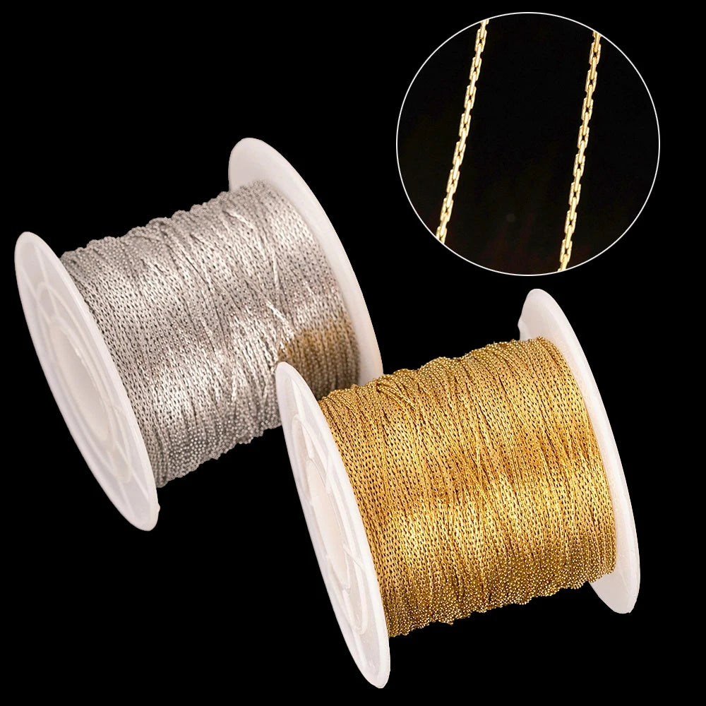 2M 10M 0.5mm Stainless Steel Thin Gold Cable Link Snake Chain for DIY Necklace Earrings Anklet Jewelry Making Supplies Bulk Oasis Select